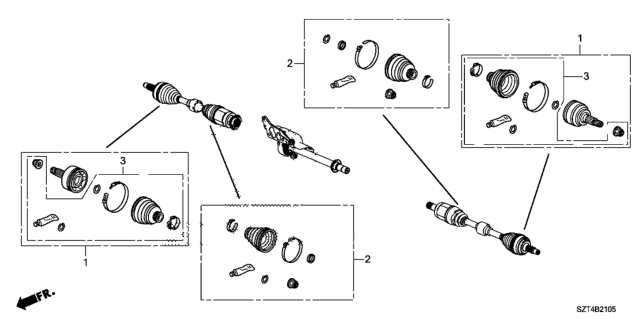 2012 Honda CR-Z Front Driveshaft Set Short Parts Diagram