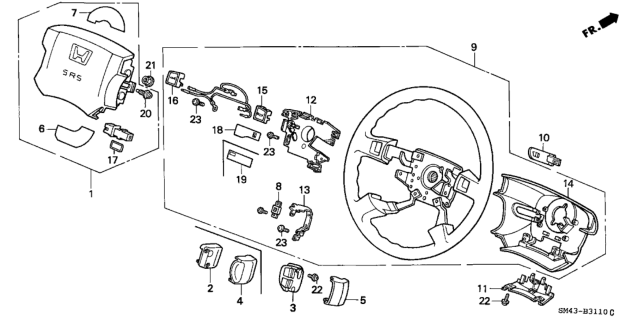 1993 Honda Accord Label B, Steering Wheel Caution Diagram for 78526-SD4-A80