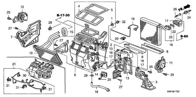2007 Honda Civic 4 Door GX KA 5AT Heater Unit Diagram