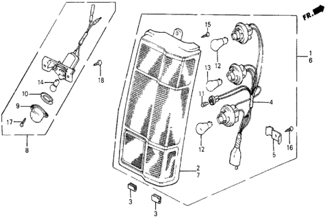 1984 Honda Civic 5 Door DX KA 5MT Taillight Diagram