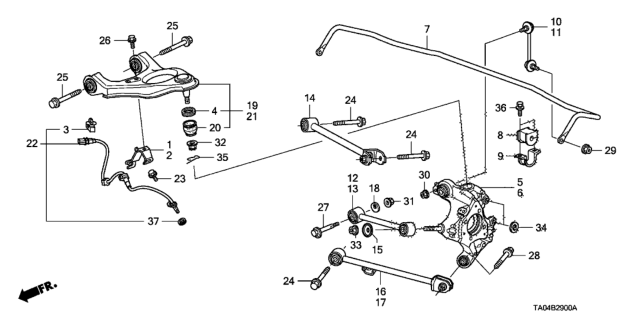 2008 Honda Accord Sensor Assembly, Rear Diagram for 57470-TA0-A01