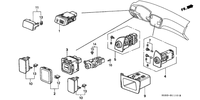 1997 Honda Civic Pocket Assy., Center Panel *NH1L* (BLACK) Diagram for 77253-S01-A00ZA