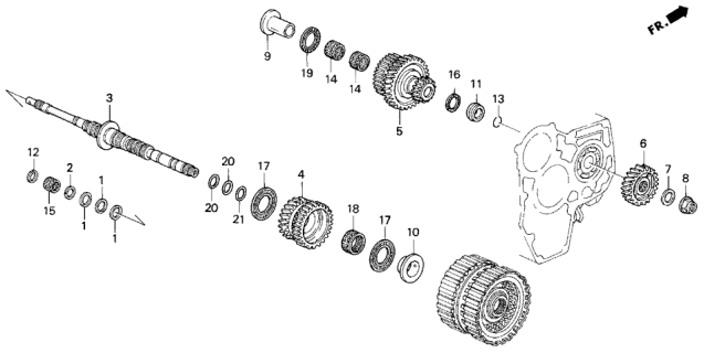 1997 Honda Odyssey 5 Door EX KA 4AT AT Mainshaft (2.2L) Diagram