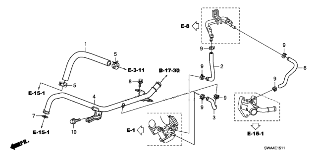 2010 Honda CR-V Water Hose Diagram