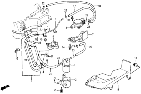 1987 Honda Civic Fuel Strainer - Fuel Tubing Diagram