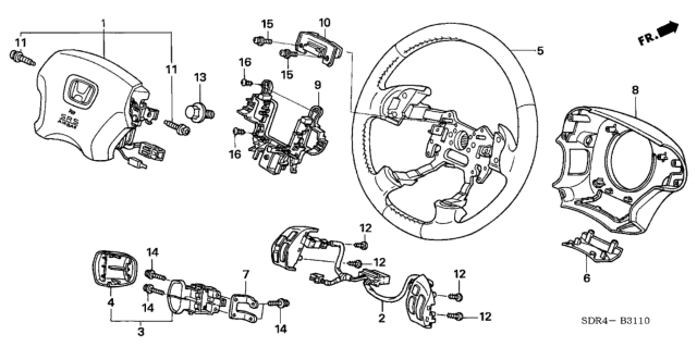 2006 Honda Accord Hybrid 4 Door HYBRID KA 5AT Steering Wheel (SRS) Diagram
