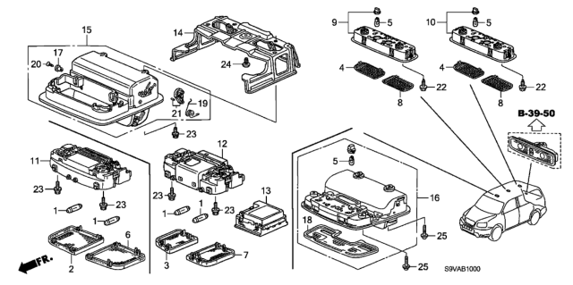 2008 Honda Pilot Module Assy., Ambient Light *YR204L* (LIGHT SADDLE) Diagram for 39180-SHJ-A21ZG