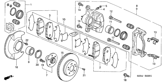 2005 Honda Civic 3 Door SI (SIDE SRS) KA 5MT Front Brake Diagram