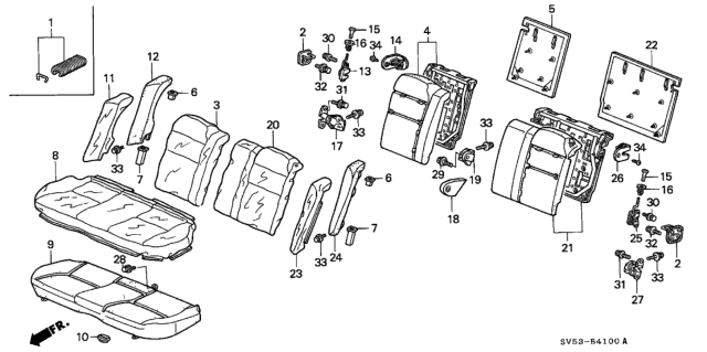 1994 Honda Accord Pad, L. RR. Seat-Back Molding Diagram for 82522-SV5-A02