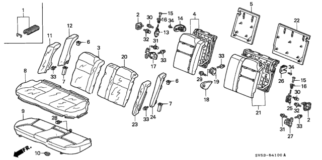 1997 Honda Accord 5 Door LX KA 5MT Rear Seat Diagram