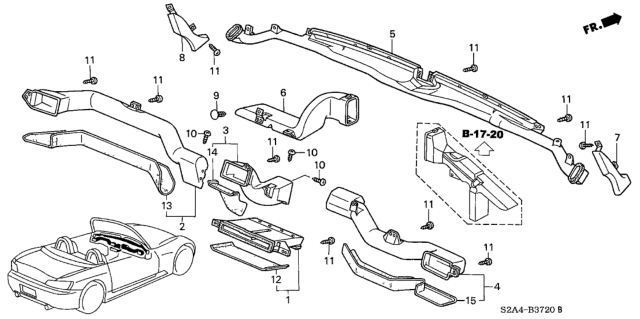 2005 Honda S2000 Seal Diagram for 77421-S2A-003