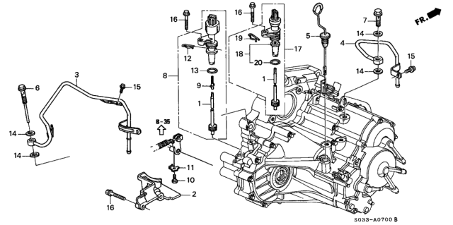 1997 Honda Civic AT ATF Pipe - Speedometer Gear (A4RA) Diagram