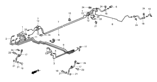 1986 Honda CRX Brake Lines Diagram