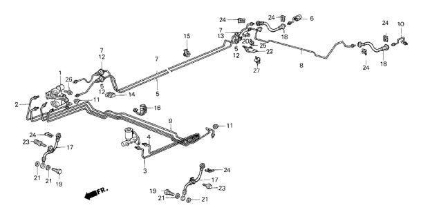 1986 Honda CRX Pipe E, L. Brake Diagram for 46361-SB2-020