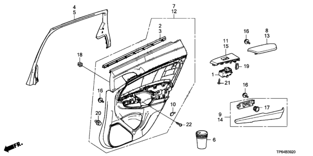 2012 Honda Crosstour Rear Door Lining Diagram