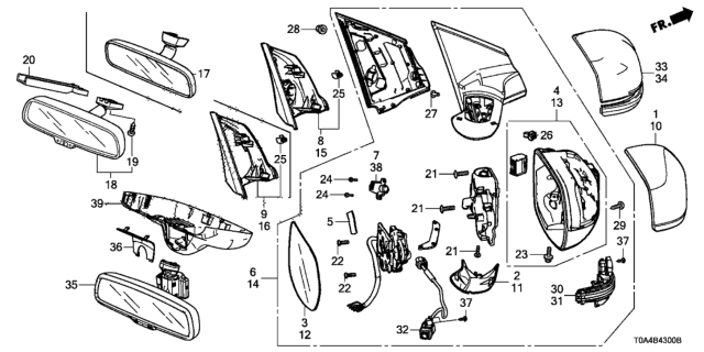 2016 Honda CR-V Cover LH-L,Base Diagram for 76252-T0A-A01