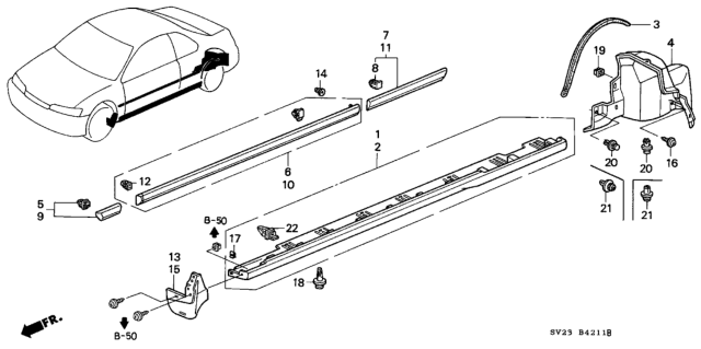 1994 Honda Accord 2 Door EX KA 5MT Protector Diagram