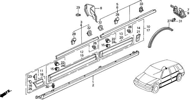 1989 Honda Civic 5 Door ** (WAGOVAN) KA 5MT Side Protector Diagram