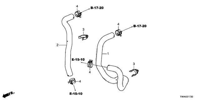 2021 Honda Accord Hybrid Hose A, Water Outlet Diagram for 79722-TWA-A00