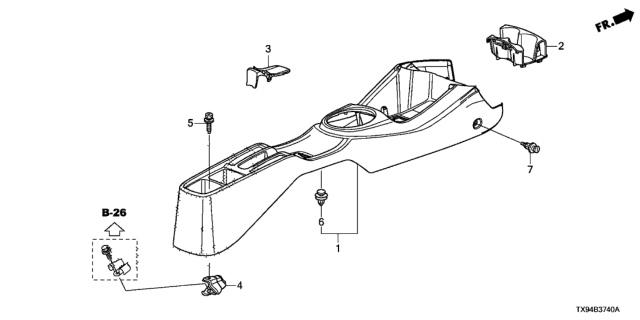 2014 Honda Fit EV Console Assy., Center *NH643L* (LIGHT GRAY) Diagram for 83400-TX9-A01ZA