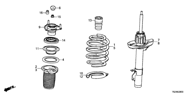 2020 Honda Ridgeline Spring, Left Front Diagram for 51406-TJZ-A01