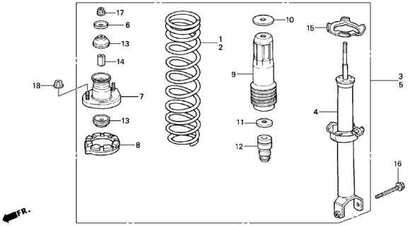 1996 Honda Accord Shock Absorber Assembly, Left Rear Diagram for 52620-SV4-A22
