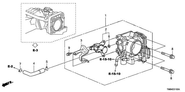 2010 Honda Insight Throttle Body, Electronic Control (Gme2A) Diagram for 16400-RBJ-003