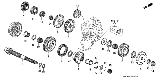1994 Honda Accord Gear, Countershaft Second Diagram for 23441-P0X-000