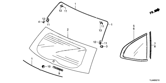 2019 Honda CR-V Seal, L. FR. Quarter Glass Diagram for 73860-TLA-A01