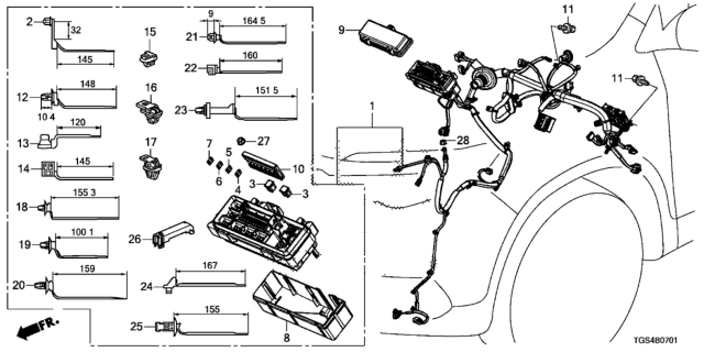 2020 Honda Passport WIRE HARN,L CABIN Diagram for 32120-TGS-A50