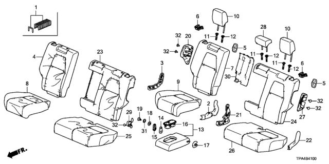 2020 Honda CR-V Hybrid 5 Door LX (HYBRID) KA CVT Rear Seat Diagram