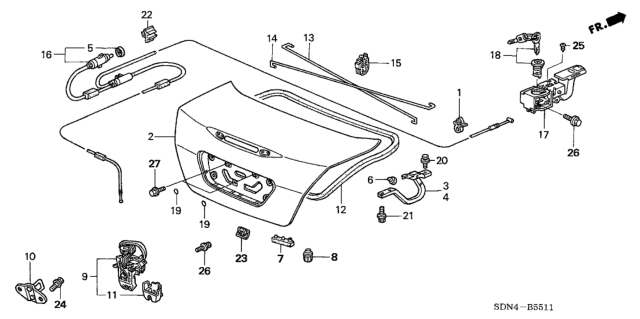 2006 Honda Accord Trunk Lid Diagram