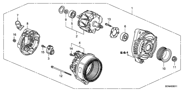 2007 Honda Accord 2 Door LXV6 KA 5AT Alternator (Denso) (V6) Diagram