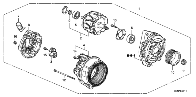 2007 Honda Accord Alternator (Denso) (V6) Diagram