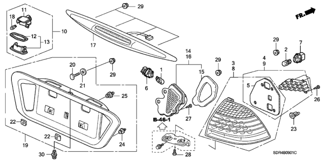 2006 Honda Accord Hybrid Lamp Unit, R. Diagram for 34151-SDA-K21