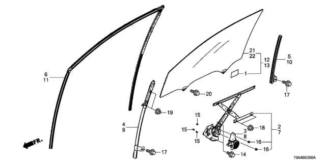 2013 Honda CR-V Runchannel, Left Front Door Diagram for 72275-T0A-A01