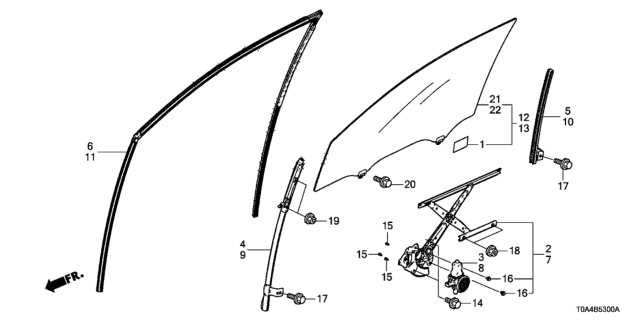 2012 Honda CR-V Front Door Windows  - Regulator Diagram