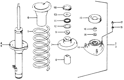 1977 Honda Accord Rubber, Front Bump Stop Diagram for 51722-671-004