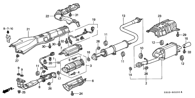 1998 Honda Prelude Pipe A, Exhuast Diagram for 18210-S30-971