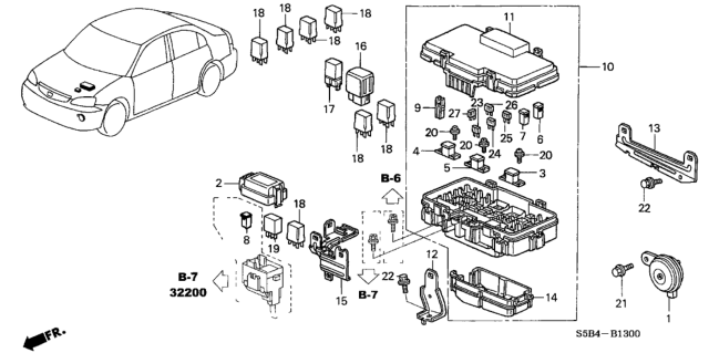 2005 Honda Civic Cover (Upper) Diagram for 38251-S5B-A02