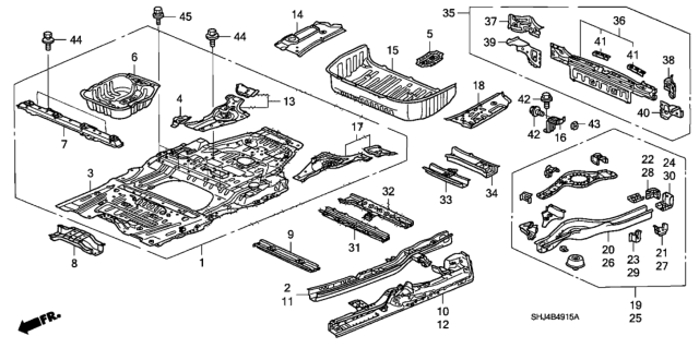 2006 Honda Odyssey 5 Door EXL-T (NAVIGATION) KA 5AT Floor Panels Diagram