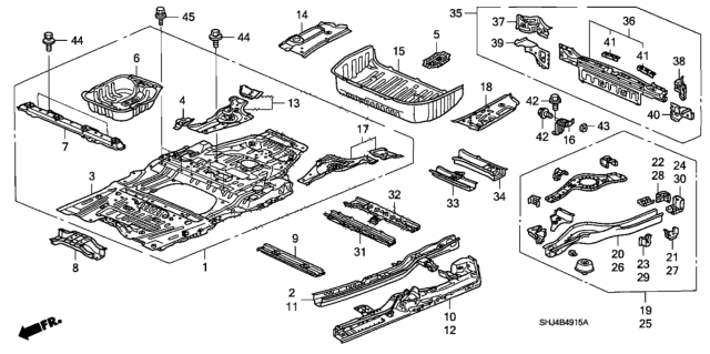 2005 Honda Odyssey Floor Panels Diagram