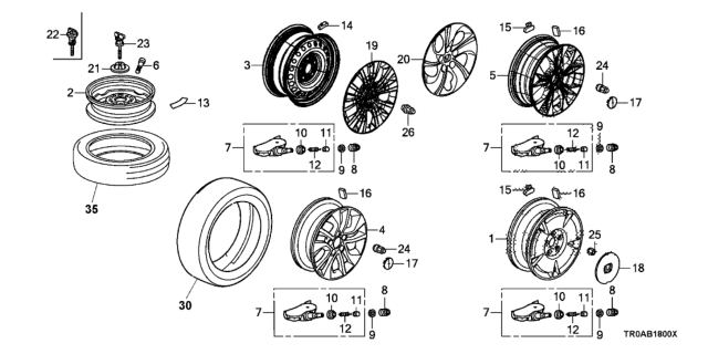 2013 Honda Civic W-205/55R16 Diagram for 42751-HNK-551