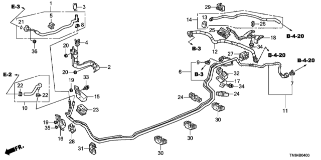 2013 Honda Insight Stay D, Fuel Pipe Diagram for 17764-TM8-L01