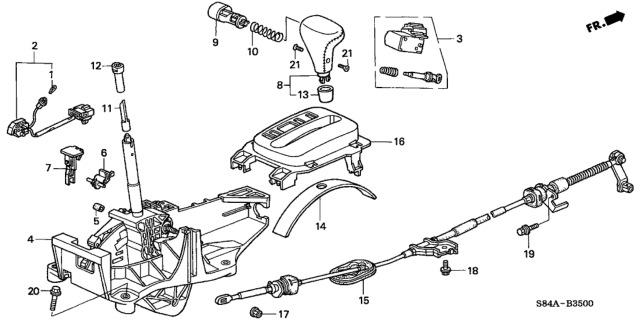 2002 Honda Accord Knob, Select Lever *NH167L* (LEA) (GRAPHITE BLACK) Diagram for 54130-S84-A51ZA