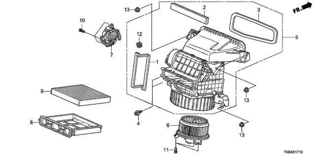 2017 Honda Odyssey 5 Door EXL (LEATHER) KA 6AT Heater Blower Diagram