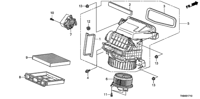 2014 Honda Odyssey Motor Assembly W/Fan Diagram for 79310-TK4-A41