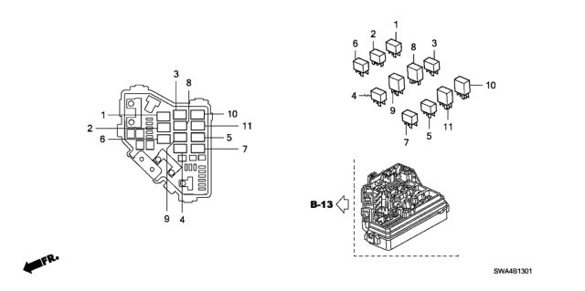 2008 Honda CR-V Control Unit (Engine Room) Diagram 2