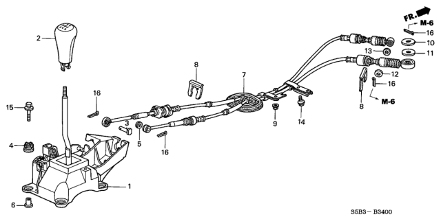 2003 Honda Civic 4 Door MX (HYBRID) KL 5MT Shift Lever Diagram