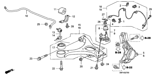 2007 Honda Civic 4 Door GX KA 5AT Knuckle Diagram